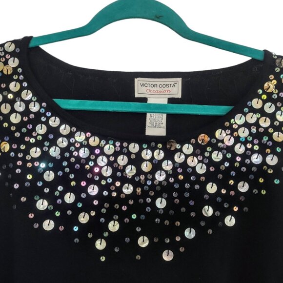 Victor Costa  Ocassion vintage cotton blend black embellished sweater XL - Picture 3 of 6